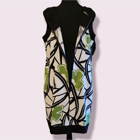 AGB Dress. Sleeveless White Mini Dress with Black & Green Pattern. Size 14 - Picture 5 of 9